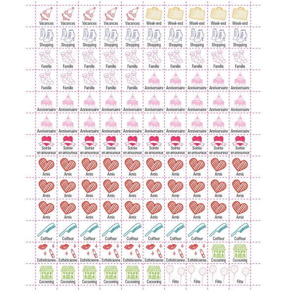 3 planches d'autocollants supplémentaires pour l'organiseur et l'agenda  familial Mémoniak : autocollants des Editions 365