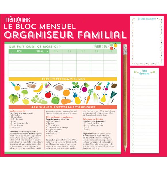 Organiseur familial Mémoniak 2024, calendrier organisation familial mensuel  (sept. 2023- déc. 2024) - broché - Nesk - Achat Livre