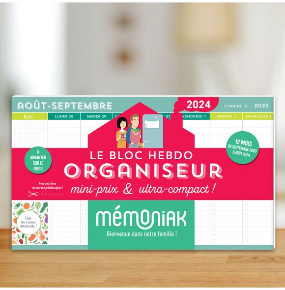 Le Bloc mensuel organiseur familial Mémoniak 2024, calendrier