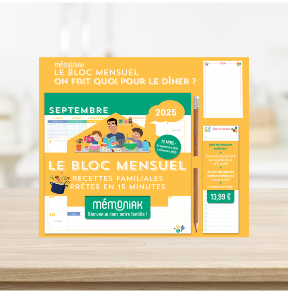 Le Bloc mensuel organiseur Mémoniak On fait quoi pour le dîner (sept
