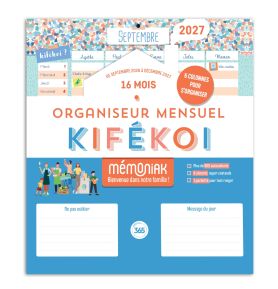 Organiseur mensuel Mémoniak Kifékoi 2027 - 16 mois, septembre 2026-décembre 2027