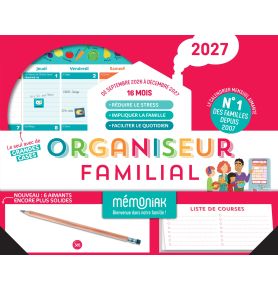 Organiseur familial Mémoniak 2027, calendrier organisation familiale mensuel (sept. 2026- déc. 2027) 