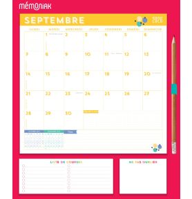 Mémopad calendrier mensuel aimanté 2027 - 16 mois, septembre 2026 à décembre 2027