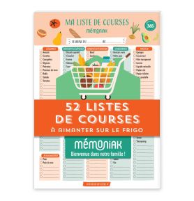52 listes de courses Mémoniak - bloc aimanté à compléter - nouvelle édition