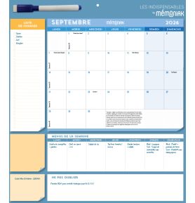 Pad mensuel calendrier aimanté tout-en-un 2027, sept. 2026-déc. 2027