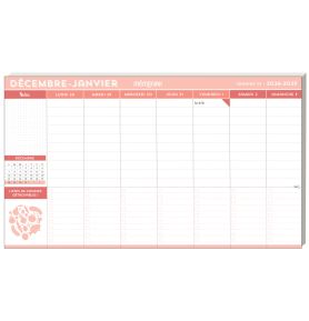 Calendrier hebdomadaire janvier-décembre 2027 - Pad aimanté avec stylo 4 couleurs