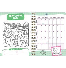 Agenda à colorier Mimi Cozy by Draw Berry - 16 mois, septembre 2026 - décembre 2027