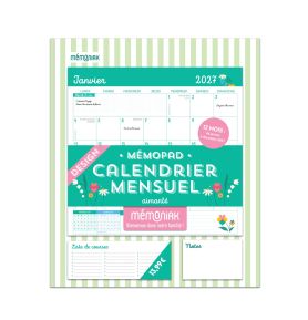 Mémopad calendrier mensuel aimanté 2027 - Design janvier - décembre 2027 12 mois
