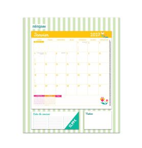 Mémopad calendrier mensuel aimanté 2027 - Design janvier - décembre 2027 12 mois