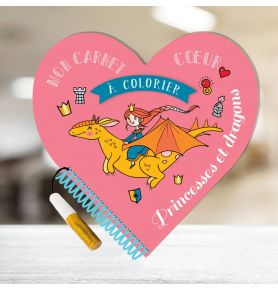 Mon carnet cœur à colorier Princesses et dragons