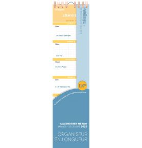 Calendrier hebdomadaire janv-déc 2026 - Organiseur en longueur