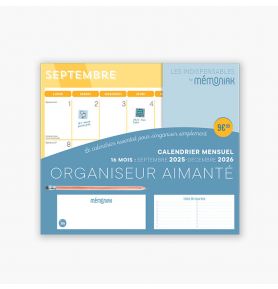 Organiseur aimanté calendrier mensuel sept. 2025-déc. 2026