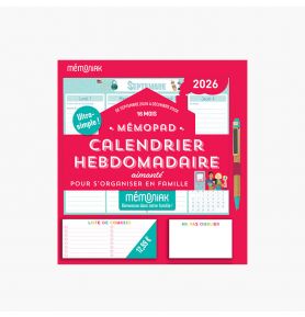 Mémopad calendrier hebdomadaire bloc aimanté 2026, sept. 2025-déc. 2026