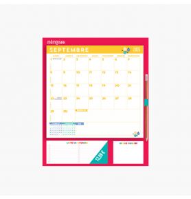 Mémopad calendrier mensuel bloc aimanté 2026, sept. 2025-déc. 2026, organisation familiale