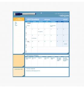 Pad mensuel calendrier aimanté tout-en-un 2026, sept. 2025-déc. 2026 