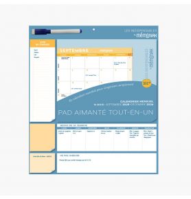 Pad mensuel calendrier aimanté tout-en-un 2026, sept. 2025-déc. 2026 