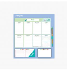 Mémopad – Calendrier hebdomadaire aimanté Mémoniak Family Zen 2026 12 mois