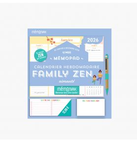 Mémopad – Calendrier hebdomadaire aimanté Mémoniak Family Zen 2026 12 mois