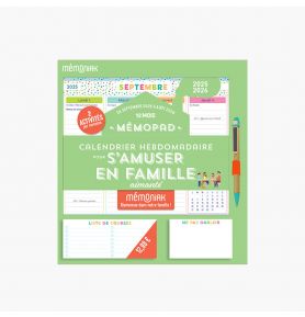 Mémopad calendrier hebdomadaire bloc aimanté 2026 pour s'amuser en famille, sept. 2025-août 2026