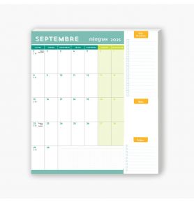 Pad aimanté calendrier mensuel sept. 2025-août 2026, mini prix mini place