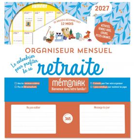 Organiseur mensuel Mémoniak retraite 2027, 12 mois janvier-décembre 2027