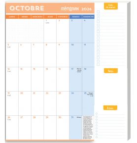 Pad aimanté - calendrier mensuel septembre 2026 décembre 2027 - 16 mois