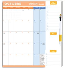 Pad aimanté - calendrier mensuel septembre 2026 décembre 2027 - 16 mois