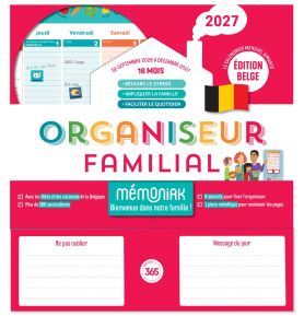 Organiseur familial Mémoniak spécial Belgique 2027 - 16 mois, septembre 2026-décembre 2027
