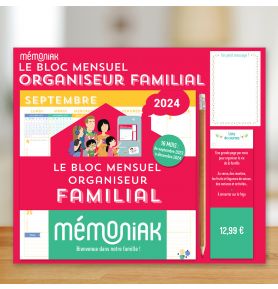 Le Bloc mensuel organiseur familial Mémoniak 2024, calendrier 12 mois (sept. 2023- août 2024)