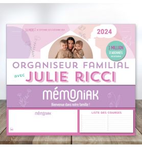 Organiseur Mémoniak avec Julie Ricci, calendrier mensuel (sept. 2023 - déc. 2024)