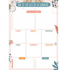 Ma to-do list de la semaine Mémoniak - bloc aimanté de 52 listes à compléter version orangée